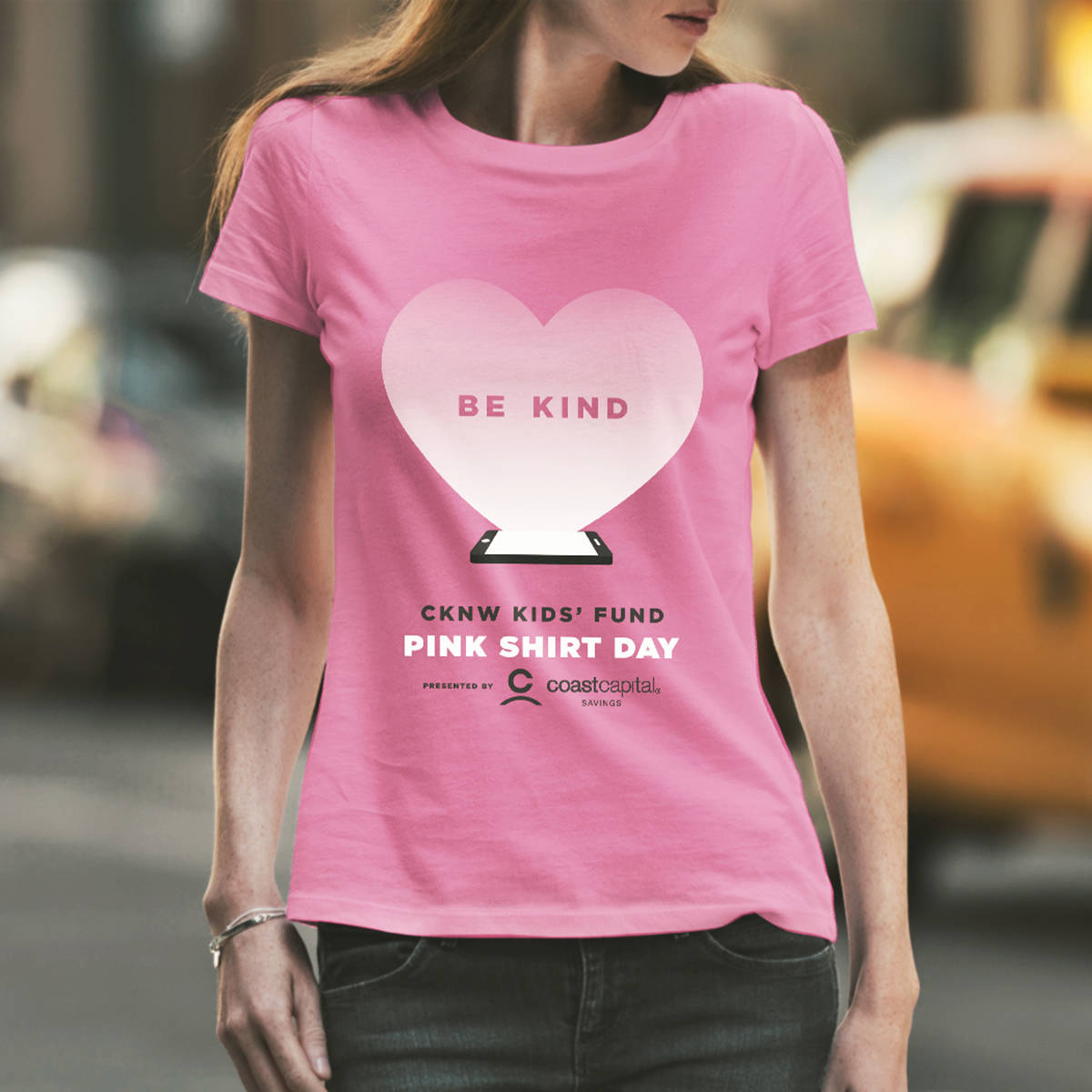A “Be Kind” message is printed on the 2019 Pink Shirt Day T-shirts available at London Drugs stores and online at pinkshirtday.ca. (submitted photo)