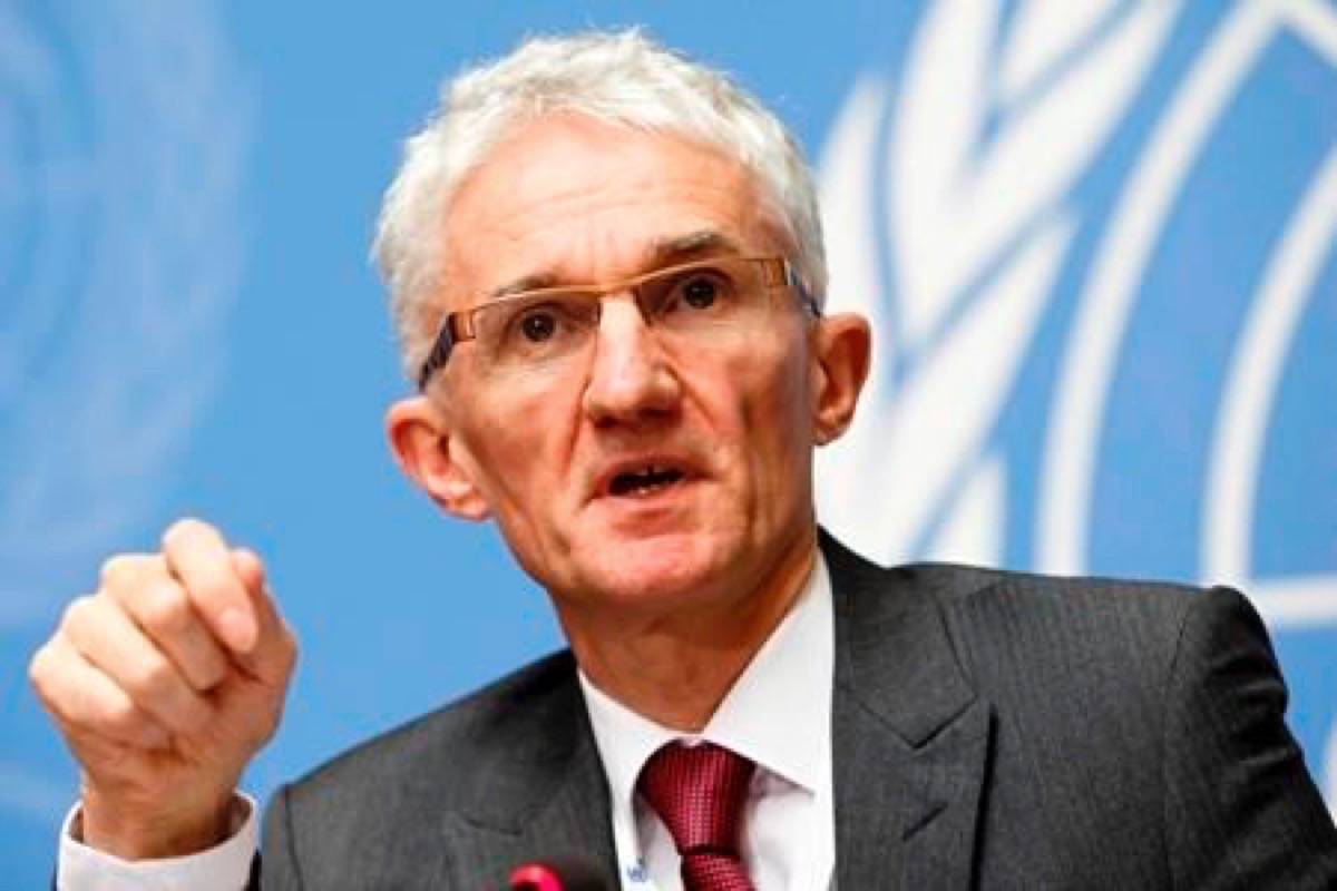 Mark Lowcock, UN Under-Secretary-General for Humanitarian Affairs and Emergency Relief Coordinator, speaks during a press conference at the European headquarters of the United Nations in Geneva, Switzerland on December 4, 2018. THE CANADIAN PRESS/AP, Keystone - Salvatore Di Nolfi