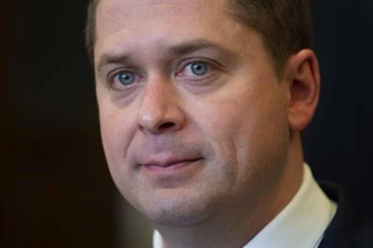 Leader of the Opposition Andrew Scheer speaks with the media in the Foyer of the House of Commons in West Block, Monday February 25, 2019, in Ottawa. THE CANADIAN PRESS/Adrian Wyld