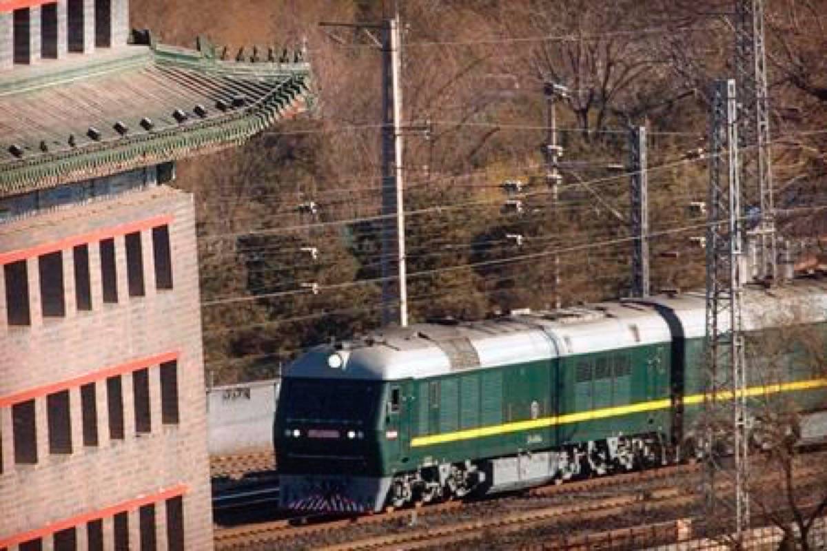 (no description)FILE - In this Tuesday, Jan. 8, 2019, file photo,a train similar to one seen during previous visits by North Korean leader Kim Jong Un arrives at Beijing Railway Station in Beijing. For his second summit with President Donald Trump, Kim Jong Un opted to travel retro _ riding the rails like his grandfather decades before. The decision was likely part security and part optics, designed to bring back memories of North Korean “eternal president” Kim Il Sung’s many travels by train. (AP Photo/Mark Schiefelbein, File)