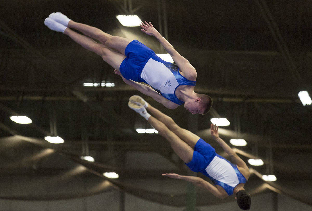 Team Quebec took home gold at the synchro gymnastic finals Thursday night at the Collicutt Centre. Robin Grant/Red Deer Express