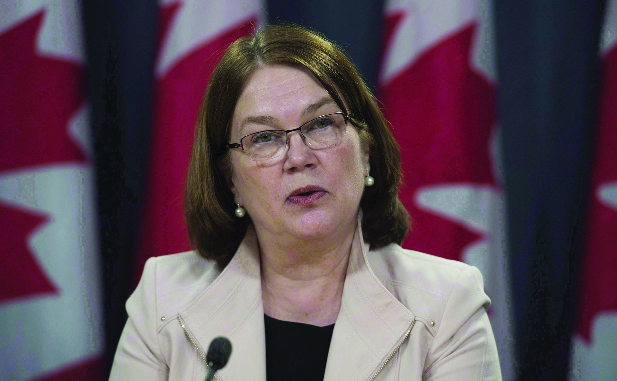 Health Minister Jane Philpott speaks following the announcement of changes regarding the legalization of marijuana during a news conference in Ottawa, Thursday April 13, 2017.(THE CANADIAN PRESS/Adrian Wyld)