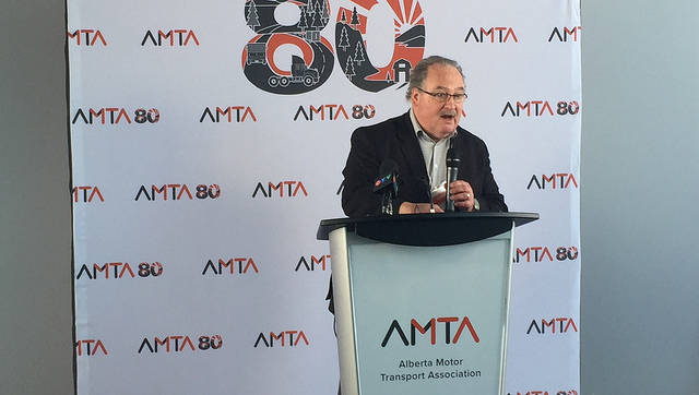 Minister Mason makes rest stop announcement at the AMTA training facility grand opening. Photo Submitted