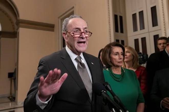 Senate Minority Leader Chuck Schumer, D-N.Y., and House Democratic Leader Nancy Pelosi of California,