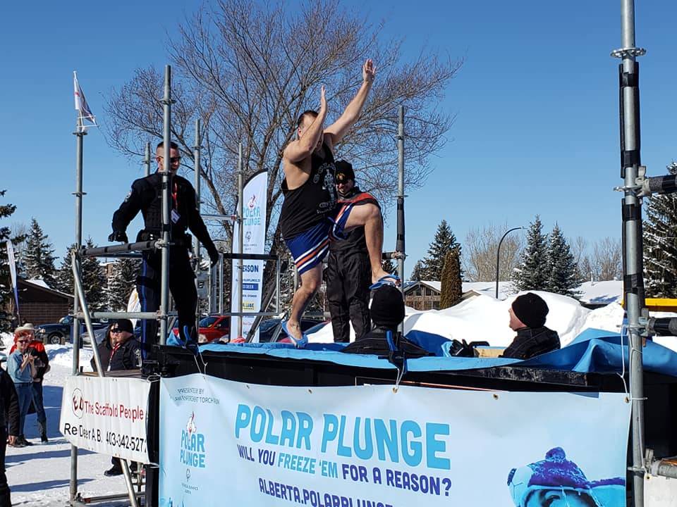 Red Deer’s second annual polar plunge took place Saturday. The event raises money for the Special Olympics athletes in Central Alberta. Photo/Facebook