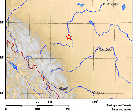 Magnitude 4.3 earthquake hits Rocky Mountain House