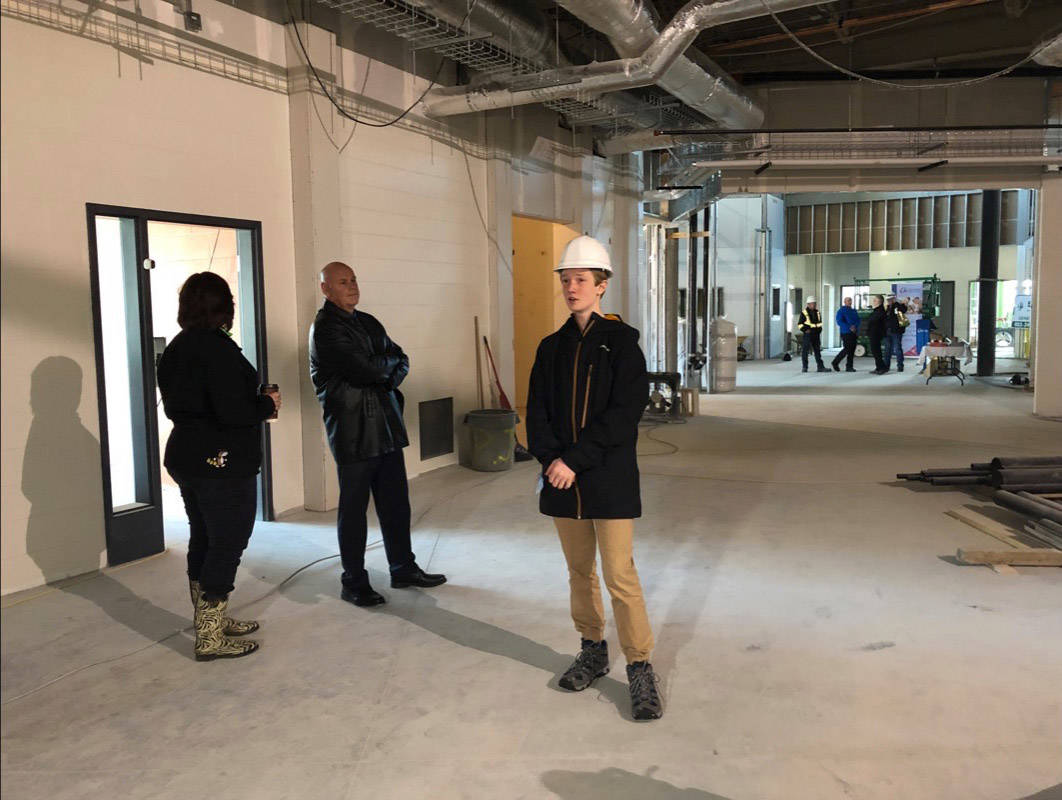 Former Westpark student Isaac Boettcher gave a tour of the new school Wednesday morning, describing many of the features designed by students themselves. Robin Grant/Red Deer Express