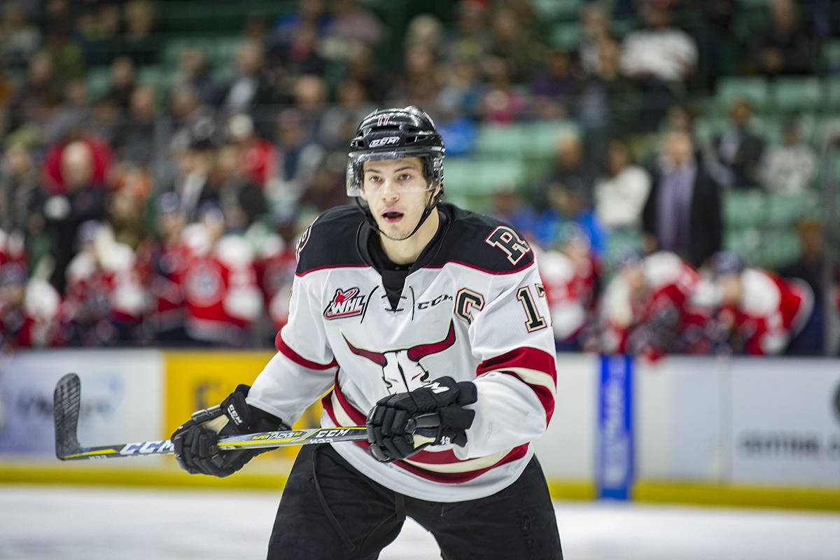 Rebels Captain Reese Johnson scored all three goals for the team in a 4-3 loss Friday night at the Centrium. Red Deer has clinched a spot in the playoffs after the Brandon Wheat Kings lost 5-4 to the Regina Pats. Robin Grant/Red Deer Express