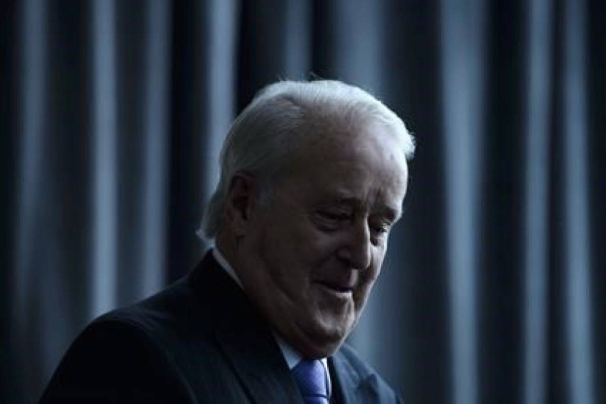 Former prime minister Brian Mulroney arrives to speak at a conference put on by the University of Ottawa Professional Development Institute and the Canada School of Public Service in Ottawa on March 5, 2019. (THE CANADIAN PRESS/Sean Kilpatrick)