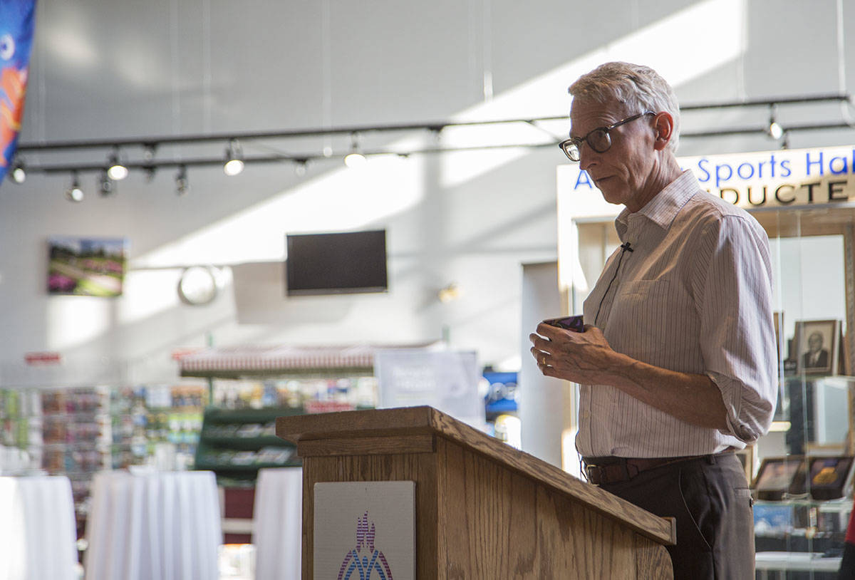 David Sauchyn, director of the Prairie Adaptation Research Collaborative at the University of Regina, also spoke at the Red Deer River Watershed Alliance Forum Friday afternoon at the Alberta Sports Hall of Fame. Robin Grant/Red Deer Express