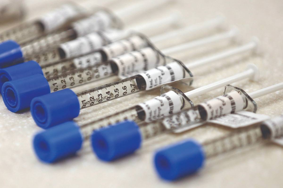 FILE - This Friday, June 1, 2018, file photo, shows syringes of the opioid painkiller fentanyl in an inpatient pharmacy. (AP Photo/Rick Bowmer, File)