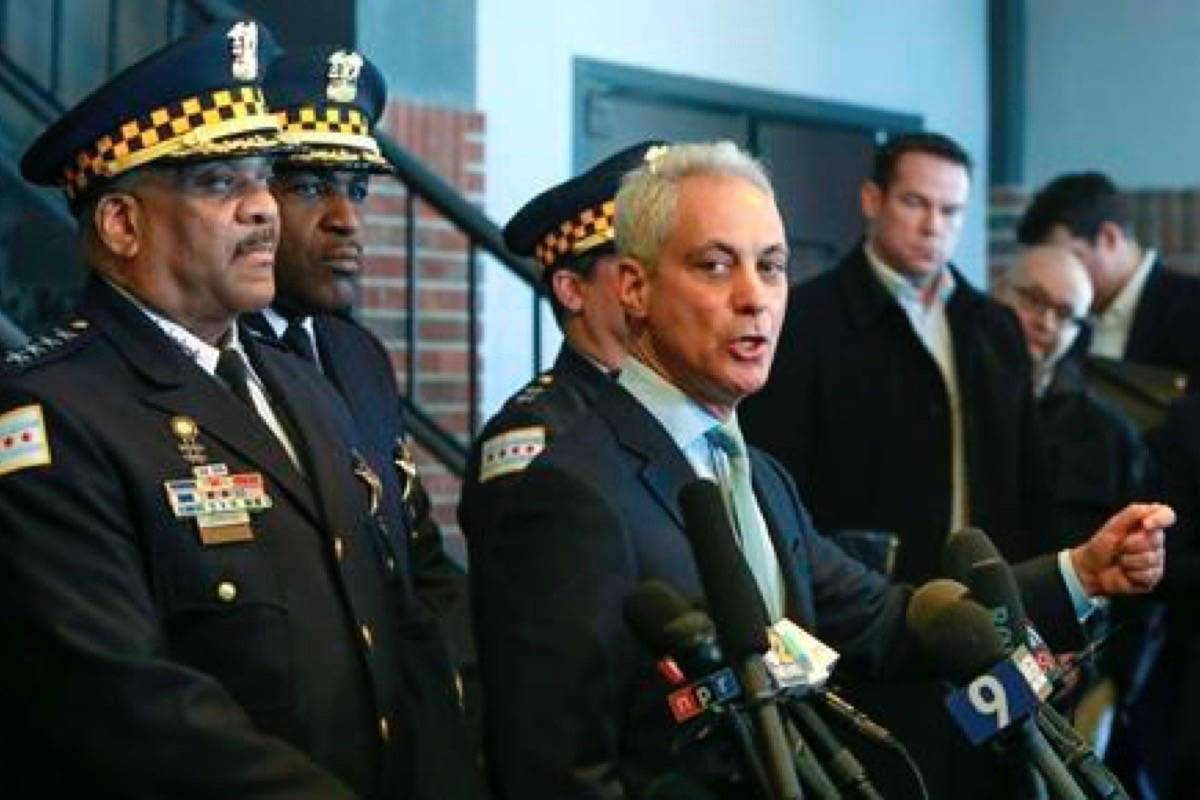 Chicago Mayor Rahm Emanuel, right, and Chicago Police Superintendent Eddie Johnson appear at a news conference in Chicago, Tuesday, March 26, 2019, after prosecutors abruptly dropped all charges against “Empire” actor Jussie Smollett, abandoning the case barely five weeks after he was accused of lying to police about being the target of a racist, anti-gay attack in downtown Chicago. The mayor and police chief blasted the decision and stood by the investigation that concluded Smollett staged a hoax. (AP Photo/Teresa Crawford)