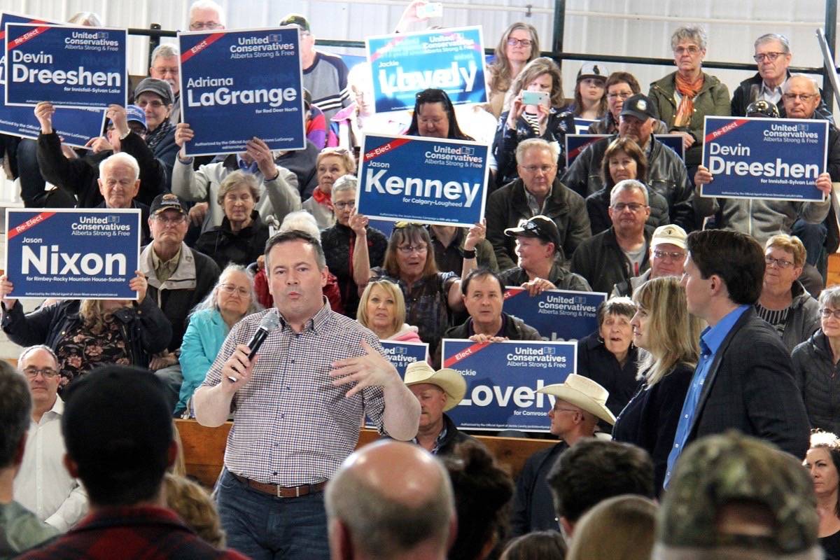 United Conservative leader Jason Kenney campaigns in the Alberta election to be held April 16. (Black Press)